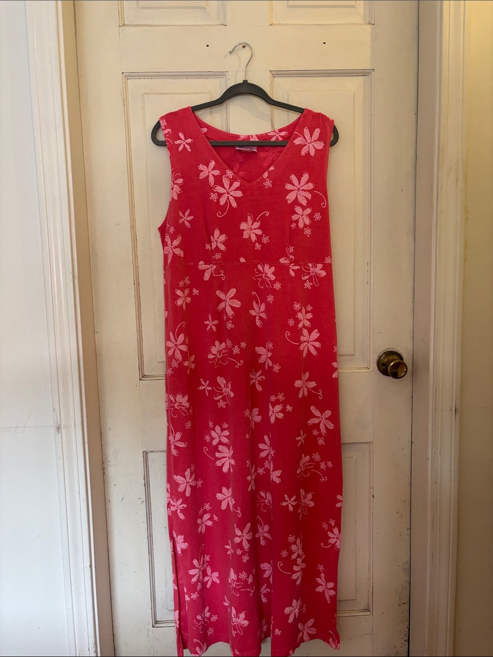 fresh produce Bright Pink Floral Sleeveless Maxi Dress